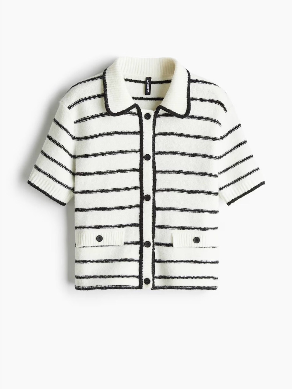 H&M Short-Sleeve Striped Cardigan - White & Black